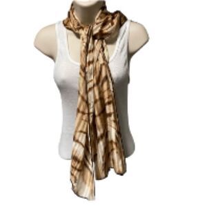 TALBOTS Zebra Designer Scarf Call of the Wild Tan Beige Brown 56 x 14 inches